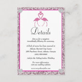 Tropische Roze Glitter Flamingo Bruiloft Details Informatiekaartje (Voorkant)