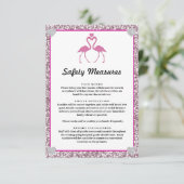Tropische Roze Glitter Flamingo Veiligheidsmaatreg Informatiekaartje (Staand voorkant)