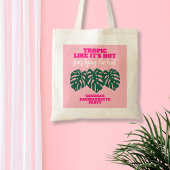 Tropische Roze Glitter Monstera Bachelorette Party Tote Bag