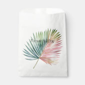 Tropische roze groene blad bruiloft bedankzakje (Voorkant)