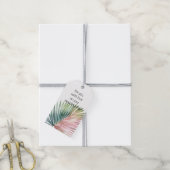 Tropische roze groene blad bruiloft cadeaulabel (Met Touw)