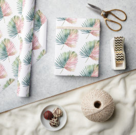 Tropische roze groene blad bruiloft cadeaupapier