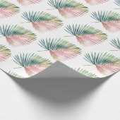 Tropische roze groene blad bruiloft cadeaupapier (Hoek)