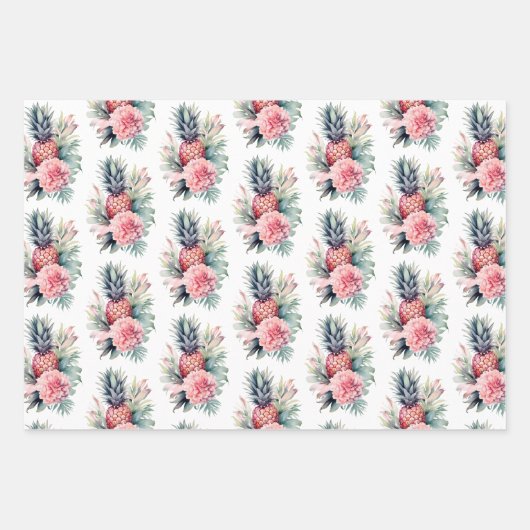 Tropische roze groene blad bruiloft inpakpapier vel (Voorkant 2)