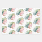 Tropische roze groene blad bruiloft inpakpapier vel (Voorkant)
