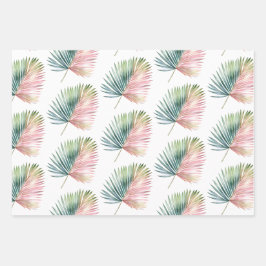 Tropische roze groene blad bruiloft inpakpapier vel