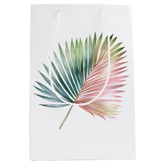 Tropische roze groene blad bruiloft medium cadeauzakje (Voorkant)
