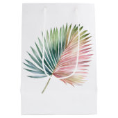 Tropische roze groene blad bruiloft medium cadeauzakje (Achterkant)