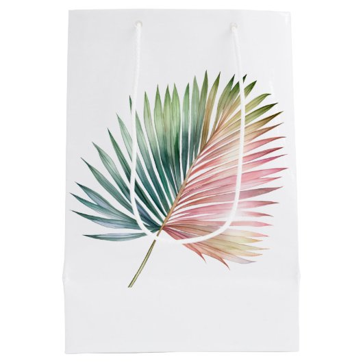 Tropische roze groene blad bruiloft medium cadeauzakje (Achterkant)