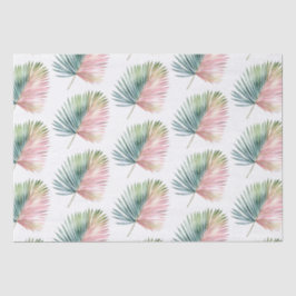 Tropische roze groene blad bruiloft tissuepapier