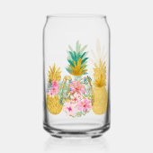 Tropische Roze Groene en Gouden Bloemen Ananas Blikvorm Glas (Voorkant)