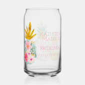 Tropische Roze Groene en Gouden Bloemen Ananas Blikvorm Glas (Achterkant)