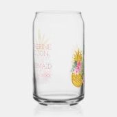 Tropische Roze Groene en Gouden Bloemen Ananas Blikvorm Glas (Rechts)