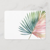 Tropische Roze Groene Leaf Wedding RSVP Informatiekaartje (Achterkant)