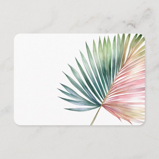 Tropische Roze Groene Leaf Wedding RSVP Informatiekaartje (Achterkant)