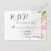 Tropische Roze Groene Leaf Wedding RSVP Informatiekaartje (Voorkant)