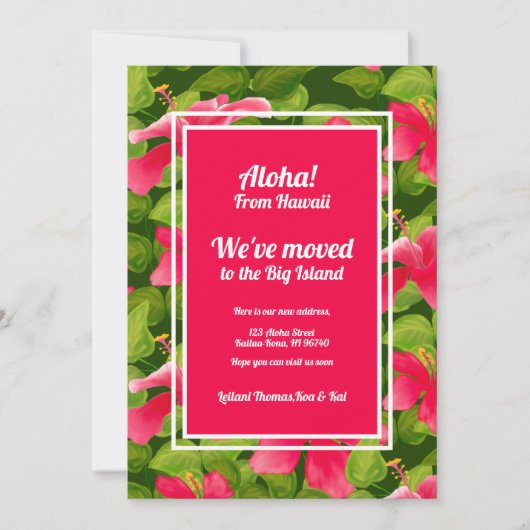 Tropische Roze Hawaiiaanse Hibiscus Aloha We hebbe Aankondiging (Voorkant)