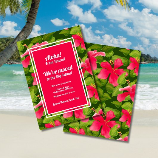 Tropische Roze Hawaiiaanse Hibiscus Aloha We hebbe Aankondiging