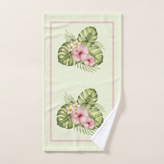 Tropische roze hibiscus bad handdoek (Handdoek)