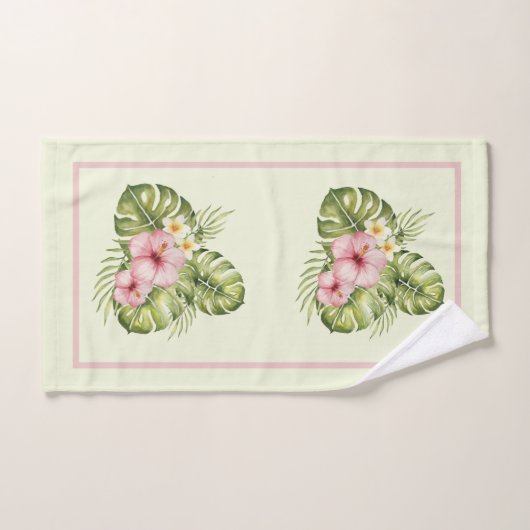 Tropische roze hibiscus bad handdoek (Handdoek)