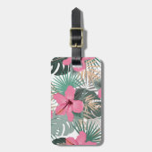 Tropische roze hibiscus bagagelabel (Voorkant verticaal)