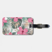 Tropische roze hibiscus bagagelabel (Achterkant horizontaal)