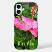 Tropische Roze Hibiscus Bloem Anolis Hagedis Foto Case-Mate iPhone Case (Achterkant)