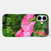Tropische Roze Hibiscus Bloem Anolis Hagedis Foto Case-Mate iPhone Case (Achterkant (horizontaal))