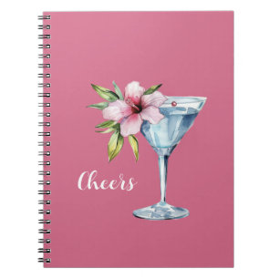 Tropische Roze Hibiscus Bloem Drank Notitieboek