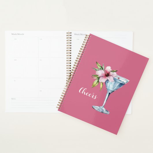 Tropische Roze Hibiscus Bloem Drank Planner (Display)