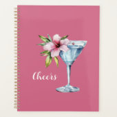 Tropische Roze Hibiscus Bloem Drank Planner (Voorkant)