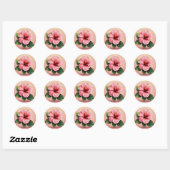 Tropische Roze Hibiscus Bloem Ronde Sticker (Vel)