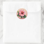Tropische Roze Hibiscus Bloem Ronde Sticker (Tas)