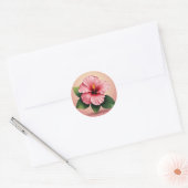Tropische Roze Hibiscus Bloem Ronde Sticker (Envelop)