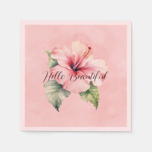 Tropische Roze Hibiscus Bloem Servet (Voorkant)