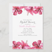 Tropische Roze Hibiscus Bloemen Hawaiiaanse Uitnod Kaart (Voorkant)