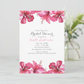 Tropische Roze Hibiscus Bloemen Hawaiiaanse Uitnod Kaart (Staand voorkant)