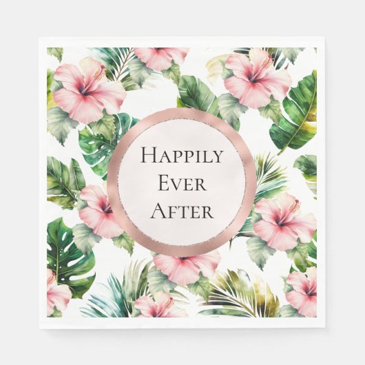 Tropische Roze Hibiscus Bloemenbruiloft Servet (Voorkant)