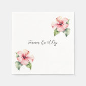 Tropische Roze Hibiscus Bloemenbruiloft Servet (Voorkant)