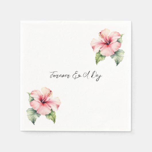 Tropische Roze Hibiscus Bloemenbruiloft Servet (Voorkant)