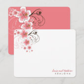 Tropische Roze Hibiscus Bruiloft Dank u Opmerking Notitiekaartje (Voorkant / Achterkant)