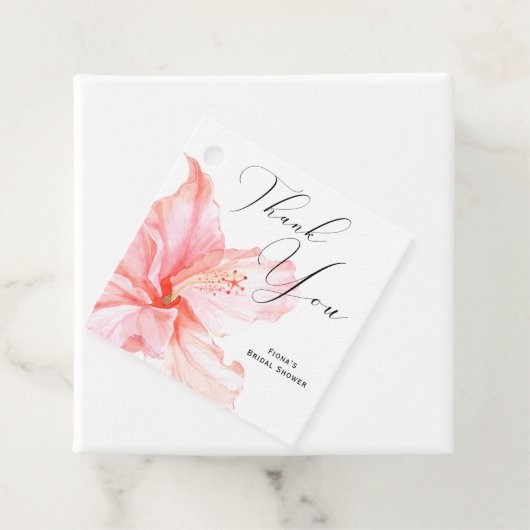 Tropische Roze Hibiscus Dank u Bedankjes Labels (In situ)