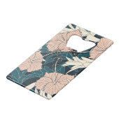 Tropische roze hibiscus, donkere achtergrond creditkaart flessenopener (Achterkant Gekanteld)