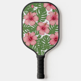 TROPISCHE ROZE HIBISCUS EN GROENE BLADEREN PICKLEBALL PADDLE