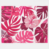Tropische roze Hibiscus en Monstera bladeren patro Fleece Deken (Voorkant (Horizontaal))