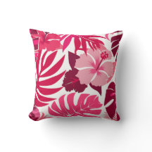 Tropische roze Hibiscus en Monstera bladeren patro