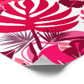 Tropische roze Hibiscus en Monstera bladeren patro Poster (Hoek)