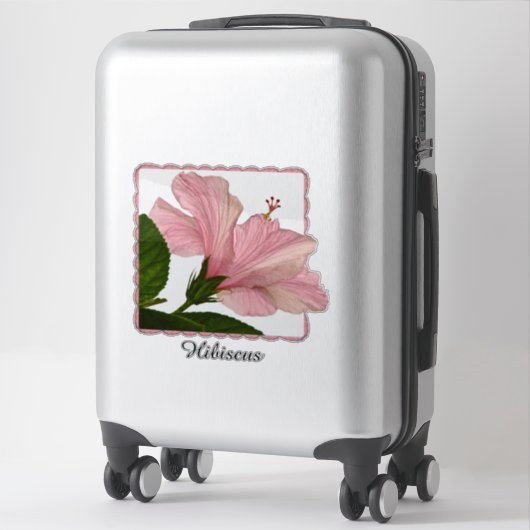 Tropische roze hibiscus Floral fotografie | Naam Sticker (Koffer)