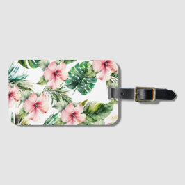 Tropische roze Hibiscus Flowers Bagagelabel
