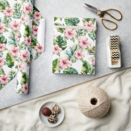 Tropische roze Hibiscus Flowers Cadeaupapier